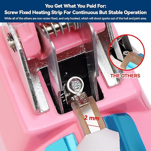 LinsnField Sealer Pro – Sellador térmico de impulso de 8 pulgadas – Ancho de sellado de 2 mm – Máquina selladora manual de calor para todas las bolsas – Más resistente para un sellado fuerte y seguro para almacenamiento de alimentos a largo plazo – 2 reemplazos adicionales, 2 fusibles incluidos (rosa) - Image 5