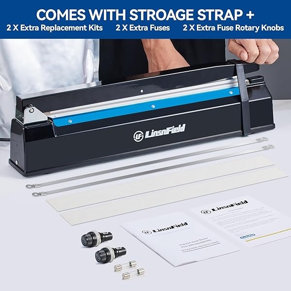 LinsnField Sealer Pro – Sellador térmico de impulso de 8 pulgadas – Ancho de sellado de 2 mm – Máquina selladora manual de calor para todas las bolsas – Más resistente para un sellado fuerte y seguro para almacenamiento de alimentos a largo plazo – 2 reemplazos adicionales, 2 fusibles incluidos (rosa) - Image 7