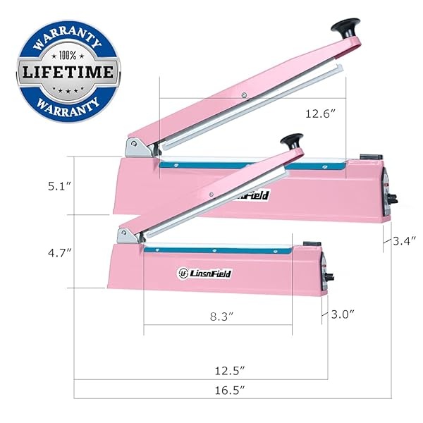LinsnField Sealer Pro – Sellador térmico de impulso de 8 pulgadas – Ancho de sellado de 2 mm – Máquina selladora manual de calor para todas las bolsas – Más resistente para un sellado fuerte y seguro para almacenamiento de alimentos a largo plazo – 2 reemplazos adicionales, 2 fusibles incluidos (rosa) - Image 8