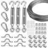 Litcher Globe String Light Suspension Kit, Outdoor Light Guide Wire, Vinyl Coated Stainless Steel Steel Cable，Include 150fts Transparent PVC and 304 Stainless Steel Wire Cable, Turnbuckle and Hooks