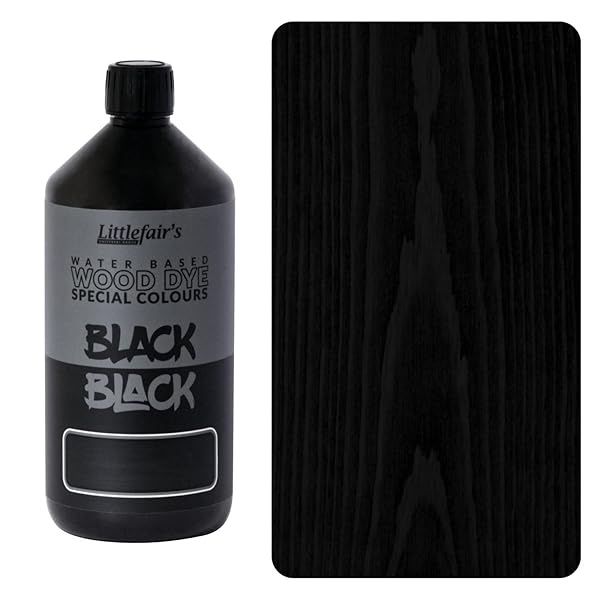 Littlefair's - Tinte para madera a base de agua, gama de colores especiales para uso en interiores y exteriores, negro (1 ltr)