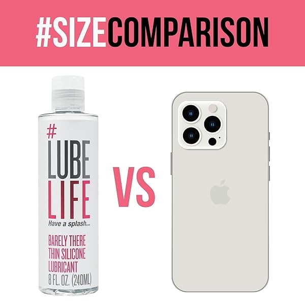 Lube Life #Lubelife Apenas hay lubricante fino a base de silicona de larga duración, lubricante íntimo de 8 onzas para piel sensible, para hombres, mujeres y parejas (sin parabenos y glicerina; resistente al agua) - Image 5