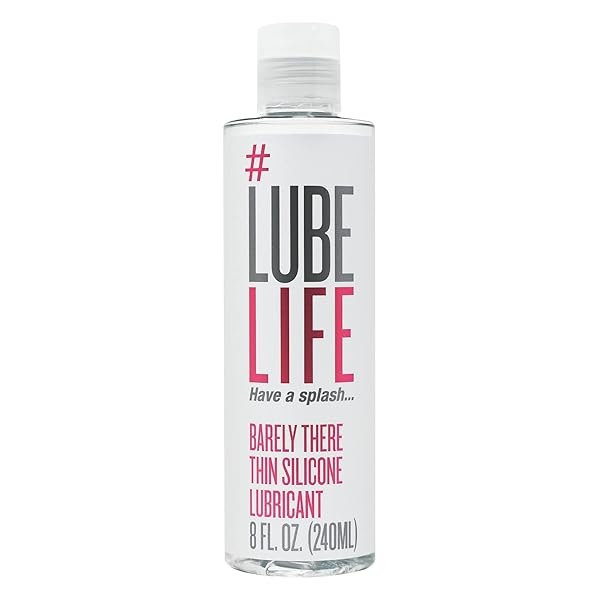 Lube Life #Lubelife Apenas hay lubricante fino a base de silicona de larga duración, lubricante íntimo de 8 onzas para piel sensible, para hombres, mujeres y parejas (sin parabenos y glicerina; resistente al agua)