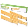 Luckllsa Separadores de cajones de cocina de bambú (12.4-17.3 pulgadas) para cajones pequeños, paquete de 4 organizadores de cajones ajustables, funciona en cocina, cambiador, baño, recámara, cajón de bebé, computadora, oficina