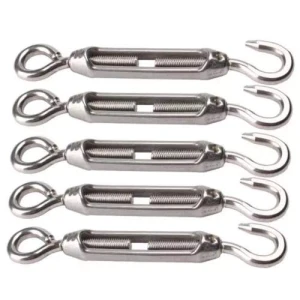 M4 Acero inoxidable 304 Hook & Eye Turnbuckle Alambre Tensión 5pcs