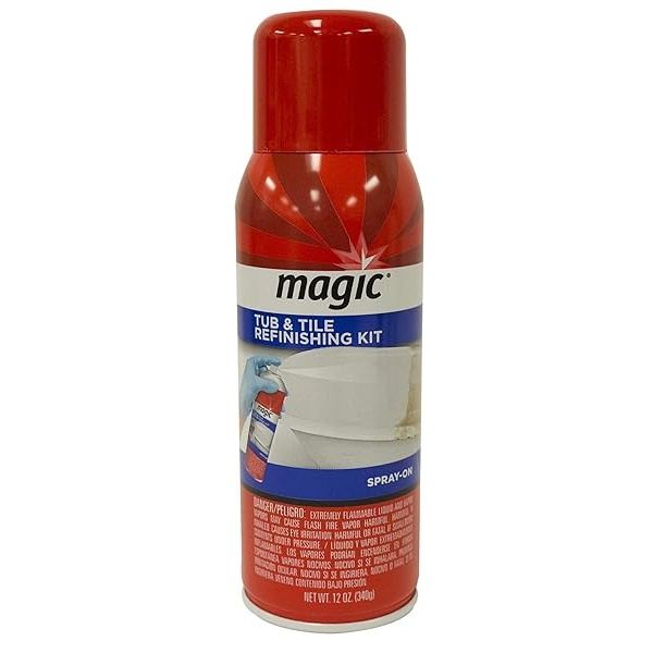 MAGIC Kit de reacabado de Tina y Azulejos, espray en Aerosol, reacabado de fregaderos, Porcelana, Fibra de Vidrio acrílica y Superficies de cerámica, Blanco Brillante - Image 3