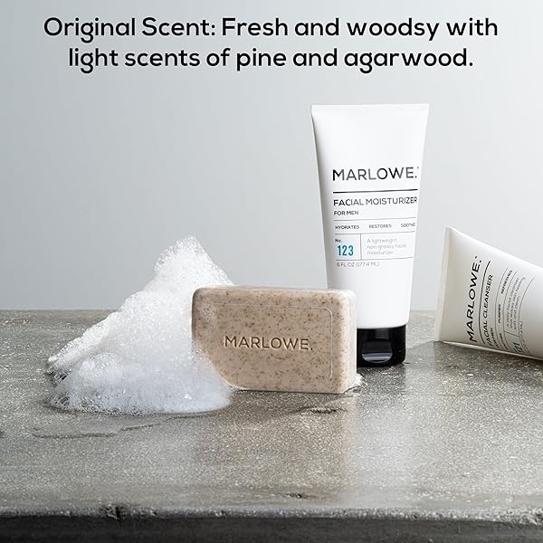 MARLOWE. No. 102 Men's Body Scrub Soap 7 oz (3 Bars) | Best Exfoliating Bar for Men | Made with Natural Ingredients | Green Tea Extract | Amazing Scent - Image 4