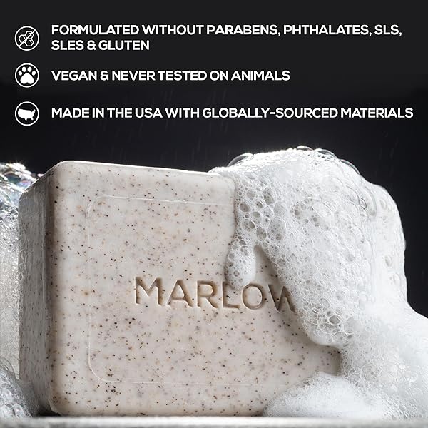 MARLOWE. No. 102 Men's Body Scrub Soap 7 oz (3 Bars) | Best Exfoliating Bar for Men | Made with Natural Ingredients | Green Tea Extract | Amazing Scent - Image 5