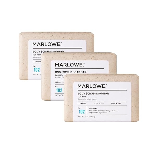 MARLOWE. No. 102 Men's Body Scrub Soap 7 oz (3 Bars) | Best Exfoliating Bar for Men | Made with Natural Ingredients | Green Tea Extract | Amazing Scent - Image 10