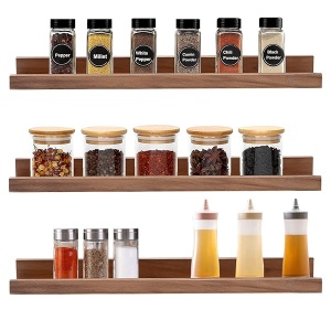 MBYD Estantes flotantes de madera de 16 pulgadas para montar en la pared, estante de madera de nogal para decoración del hogar para dormitorios, oficina, sala de estar, cocina, 3 tamaños iguales