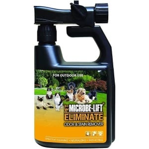 MICROBE-LIFT Eliminador de olores para mascotas al aire última intervensión para un fuerte olor en césped, patios, terraza y césped, evita que las mascotas vayan en el mismo lugar, 32 onzas