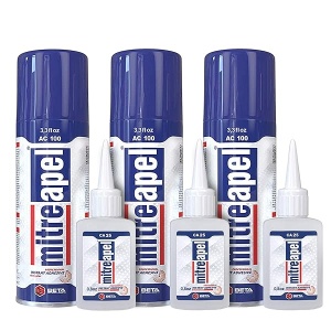 MITREAPEL CA - Pegamento con activador (3 x 0.8 oz - 3 x 3.4 onzas) - CA Glue para carpintería - Pegamento de cianoacrilato y spray activador - Pegamento loco, súper pegamento para manualidades y