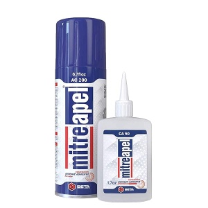 MITREAPEL Super CA Glue (1.7 onzas) con activador calcomanía en aerosol (7 onzas) - Pegamento Crazy Craft para madera, plástico, metal, piel, cerámica - Pegamento de cianoacrilato para manualidades y