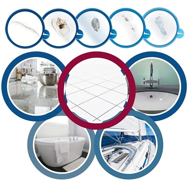 MagicEzy Tile RepairEzy (blanco) - Relleno de reparación de azulejos de cerámica para fijar virutas y grietas de azulejos, adherencia súper fuerte, cerámica, porcelana, acrílico, fibra de vidrio, - Image 4