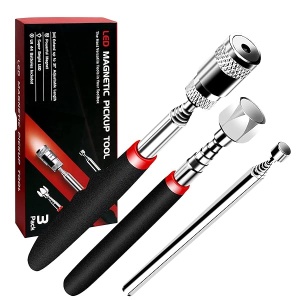 Magnetic Pickup Tool with LED Lights - EliSmart 3pcs Telescoping Magnet Pick Up Gadget Tool for Men, DIY Handyman, Father/Dad, Husband, Boyfriend, Him, Women