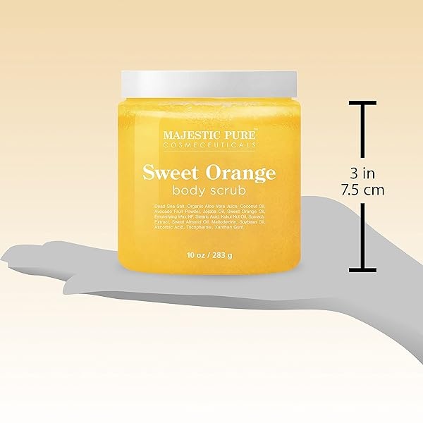 Majestic Pure Sweet Orange Body Scrub - Exfoliates, Moisturizes, and Nourishes Skin, 10 oz - Image 7