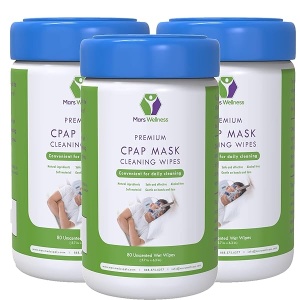 Mars Wellness CPAP - Toallitas de limpieza para máscara - Sin perfume - 80 toallitas CPAP 5 x 6 - Toallitas de limpieza sin pelusa - Paquete de 3 (240 toallitas)