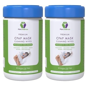 Mars Wellness CPAP Toallitas de limpieza para máscara – sin perfume – 80 toallitas CPAP 5 x 6 – toallitas de limpieza sin pelusa – 2 unidades (160 toallitas)