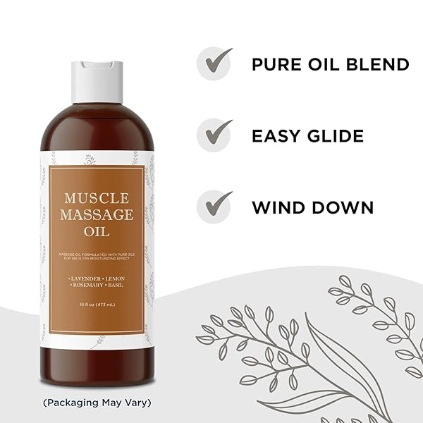 Massage Oil for Sore Muscles and Body Pain Relief â?? Massage Therapy for Women and Men â?? Great Deep Tissue Massage for Backâ?? Anti Aging Moisturizers for Dry Skin â?? Sweet Almond Jojoba â?? 16 oz - Image 4