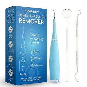 Meeteasy Electric Sonic Dental Calculus Plaque Remover Tool Kit - Tooth Scraper Tartar Removal Cleaner - Teeth Stain Eraser Polisher - Remove Tarter for Kids Adult - 100% Proven Safe