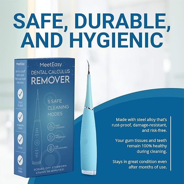 Meeteasy Electric Sonic Dental Calculus Plaque Remover Tool Kit - Tooth Scraper Tartar Removal Cleaner - Teeth Stain Eraser Polisher - Remove Tarter for Kids Adult - 100% Proven Safe - Image 7