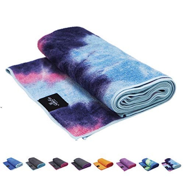 Mejor esterilla de yoga y toalla de mano - Super suave, absorbente de sudor, antideslizante Bikram Hot Yoga toallas - Tamaño perfecto para alfombrilla - ideal para yoga caliente y pilates Mat toalla 1 pieza, toalla de mano 2 piezas opcional., MAT SIZE - Pink Purple Mix | Blue Edge 1pc, Mat Size Towel 72" x 24"