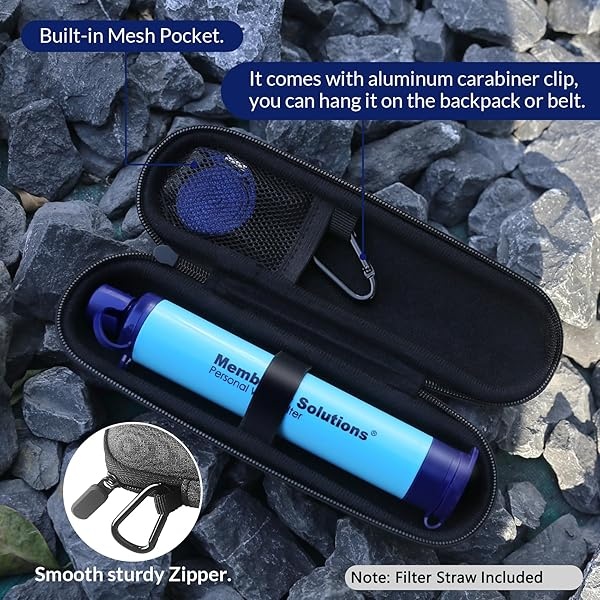 Membrane Solutions - Filtro de agua portátil con funda de transporte oficial, bolsa de paja de filtración de agua de emergencia, purificador de agua ligero de 5 etapas para camping, senderismo, - Image 3