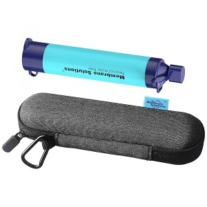 Membrane Solutions - Filtro de agua portátil con funda de transporte oficial, bolsa de paja de filtración de agua de emergencia, purificador de agua ligero de 5 etapas para camping, senderismo,
