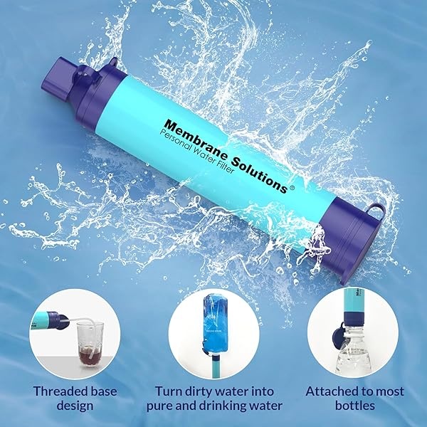 Membrane Solutions - Filtro de agua portátil con funda de transporte oficial, bolsa de paja de filtración de agua de emergencia, purificador de agua ligero de 5 etapas para camping, senderismo, - Image 5