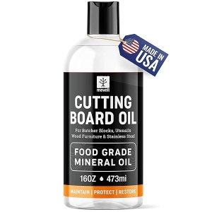 Mevell Aceite mineral de grado alimenticio, fabricado en Estados Unidos, 16 onzas, bloques de carnicero y acondicionador de encimeras de cocina, aceite de tabla de cortar seguro para alimentos,