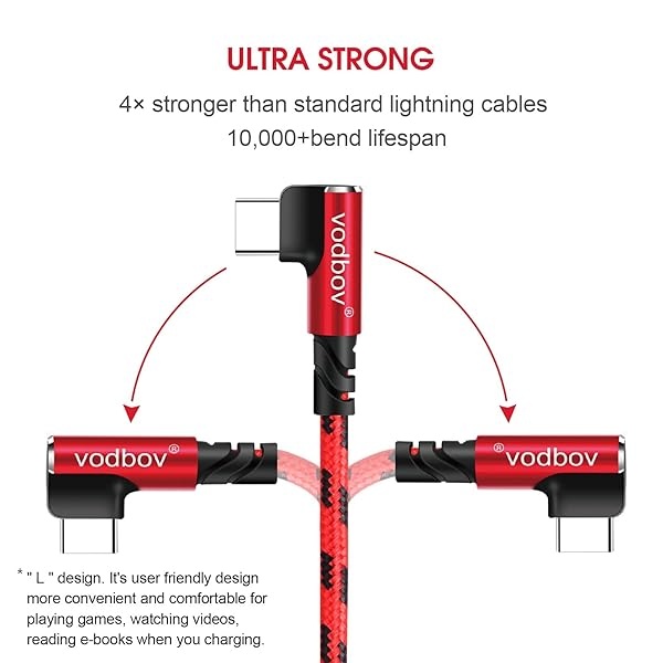 Micatel Cable USB-C a USB-A - 10 pies, 4 pies, 6 pies, 3 unidades, carga rápida de 90 grados con Samsung Galaxy Z Fold4, Flip 4 / S22 Ultra, Pixel 7 Pro, iPad Pro, Air 5, Mini 6 (rojo) - Image 5