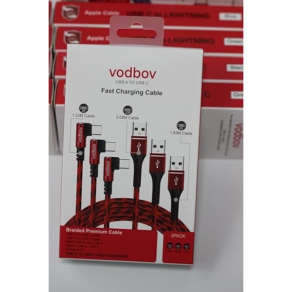Micatel Cable USB-C a USB-A - 10 pies, 4 pies, 6 pies, 3 unidades, carga rápida de 90 grados con Samsung Galaxy Z Fold4, Flip 4 / S22 Ultra, Pixel 7 Pro, iPad Pro, Air 5, Mini 6 (rojo) - Image 10