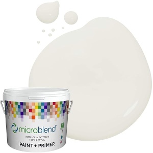 MicroBlend pintura interior + imprimación, salida, brillo cáscara de huevo, 5 galones, hecho a medida, piel de primera calidad y pintura lavable, Eggshell Sheen, Helios, 1 Galón