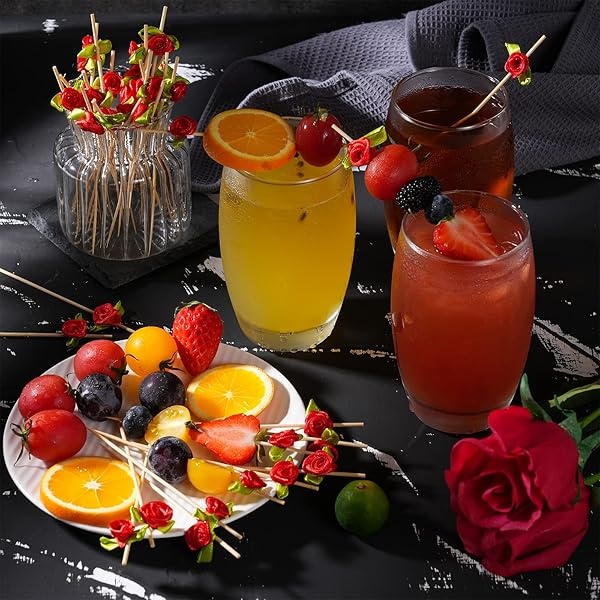 Minisland MSL220 - Palillos de dientes de bambú para aperitivos de 4.7 pulgadas de largo, palillos de cóctel de novia, fiesta de San Valentín, comida, bebidas de frutas, palillos decorativos, 100 unidades - Image 7