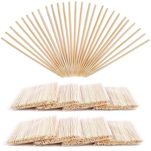 Minisland Palillos de dientes de bambú extralargos de 4 pulgadas para aperitivos, 800 unidades en 8 paquetes pequeños, 2 mm de grosor, redondos, resistentes, para fiestas, cócteles, bebidas, frutas, alimentos, palillos - MSL145