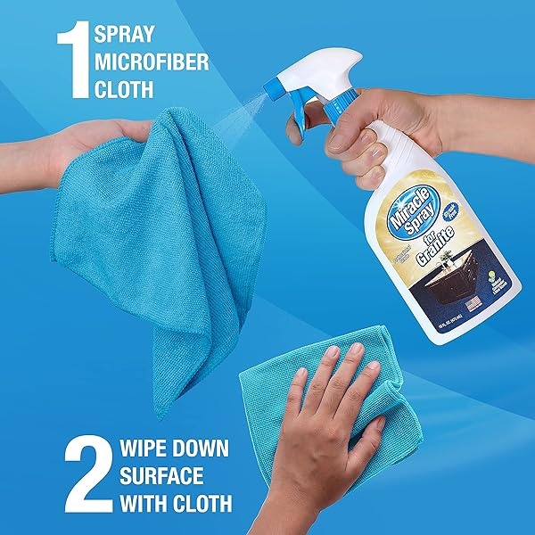 MiracleSpray para granito y piedra, súper limpiador para proteger y pulir todas las superficies de piedra, incluyendo mármol, cuarzo, pizarra, azulejos, laminado, ideal para soporte de limpieza de cocina y baño, kit de 16 onzas - Image 4