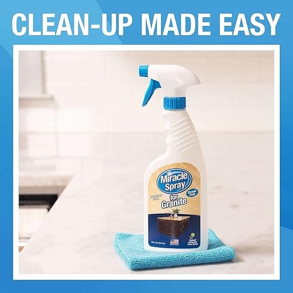 MiracleSpray para granito y piedra, súper limpiador para proteger y pulir todas las superficies de piedra, incluyendo mármol, cuarzo, pizarra, azulejos, laminado, ideal para soporte de limpieza de cocina y baño, kit de 16 onzas - Image 8