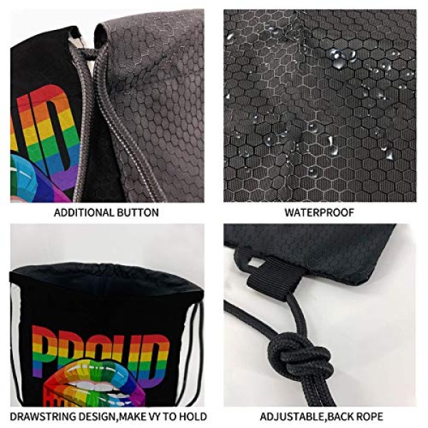 Mochila con cordón para gimnasio, yoga, deportes al aire última intervensión, Impresión 3D., LGBT Pride Biting Lip, 15"x16" - Image 5