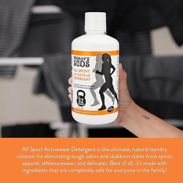 Molly's Suds All Sport Laundry Wash | Detergente natural para ropa de entrenamiento, ropa deportiva y tejidos deportivos | 64 cargas (paquete de 2) - Image 3