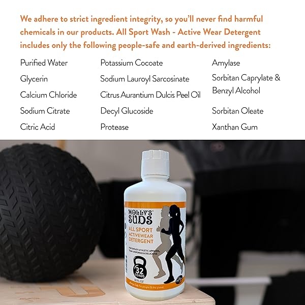 Molly's Suds All Sport Laundry Wash | Detergente natural para ropa de entrenamiento, ropa deportiva y tejidos deportivos | 64 cargas (paquete de 2) - Image 6