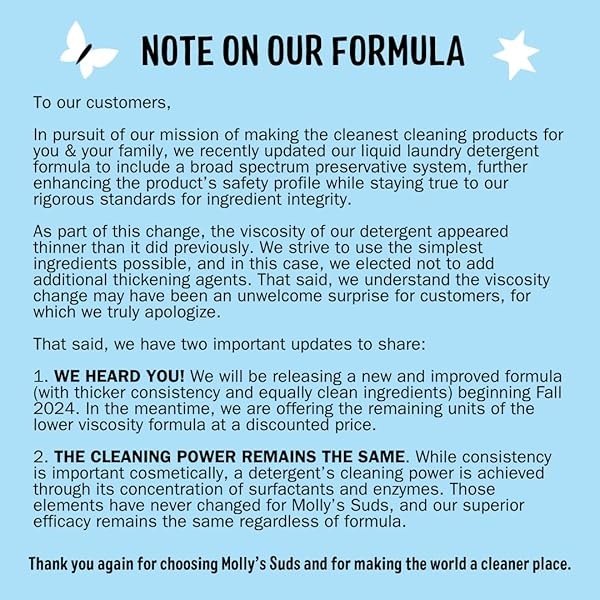 Molly's Suds Baby Liquid Laundry Detergent | Removes Formula, Poop & Spit-Up Stains | Extra Gentle on Newborn Skin (Fragrance Free, 100 Loads) - Image 3