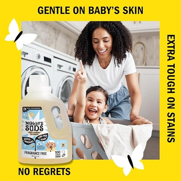 Molly's Suds Baby Liquid Laundry Detergent | Removes Formula, Poop & Spit-Up Stains | Extra Gentle on Newborn Skin (Fragrance Free, 100 Loads) - Image 6