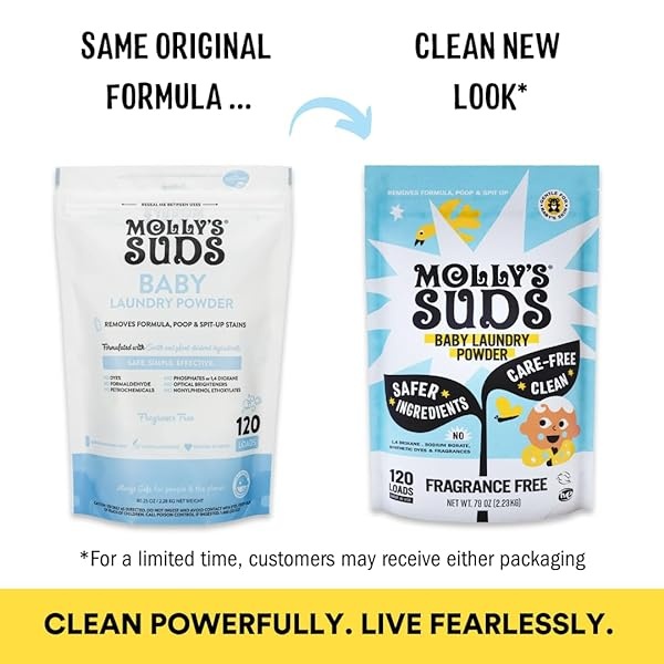 Molly's Suds Detergente en polvo para ropa de bebé, extra suave para recién nacidos, piel sensible, elimina la leche materna, fórmula y manchas de caca | Sin fragancia, 120 cargas - Image 3
