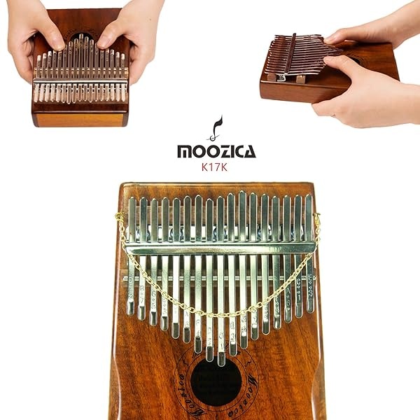 Moozica Kalimba Marimba de 17 teclas, instrumento musical profesional de madera de Koa maciza (Koa-K17K) - Image 4