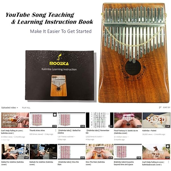 Moozica Kalimba Marimba de 17 teclas, instrumento musical profesional de madera de Koa maciza (Koa-K17K) - Image 8