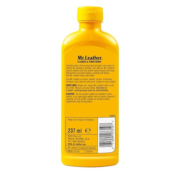 Mr. Leather 707310 Acondicionador de piel líquido de un paso, 8 onzas, botella de 236 ml con tela - Image 8