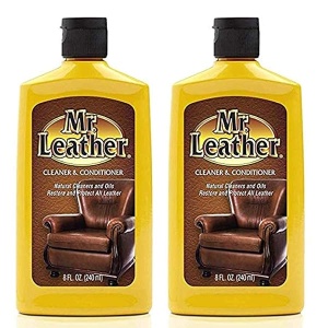 Mr. Leather - Limpiador y acondicionador de piel para automóviles, tapicería, equipaje de piel y bolsas (paquete de 2 unidades)