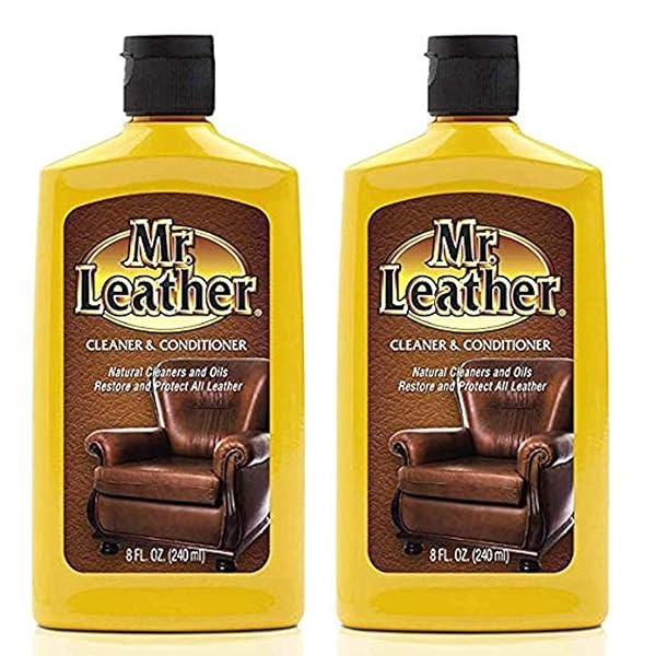 Mr. Leather - Limpiador y acondicionador de piel para automóviles, tapicería, equipaje de piel y bolsas (paquete de 2 unidades)