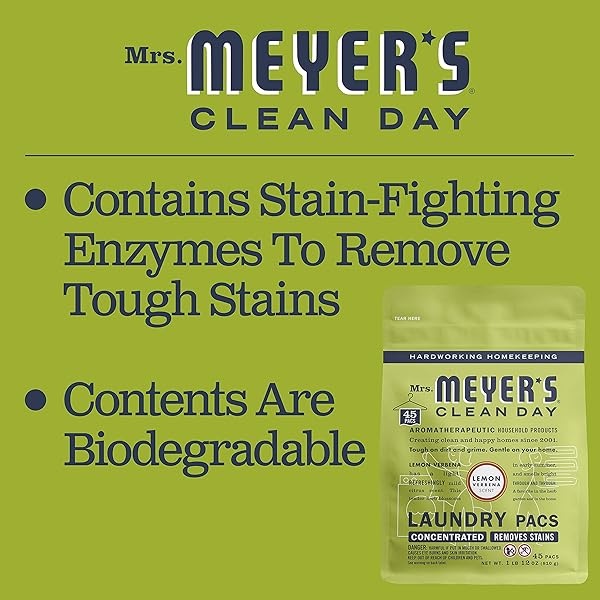Mrs. Meyer's Clean Day Laundry Pacs, Lemon Verbena, 45 Count - Image 5