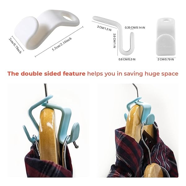 Muazida Ganchos de conexión para colgar ropa, 50 ganchos para colgar, clips extensores de percha, perchas de ropa en cascada para ahorro de espacio, ganchos de conexión en cascada para organizador de armario - Image 3